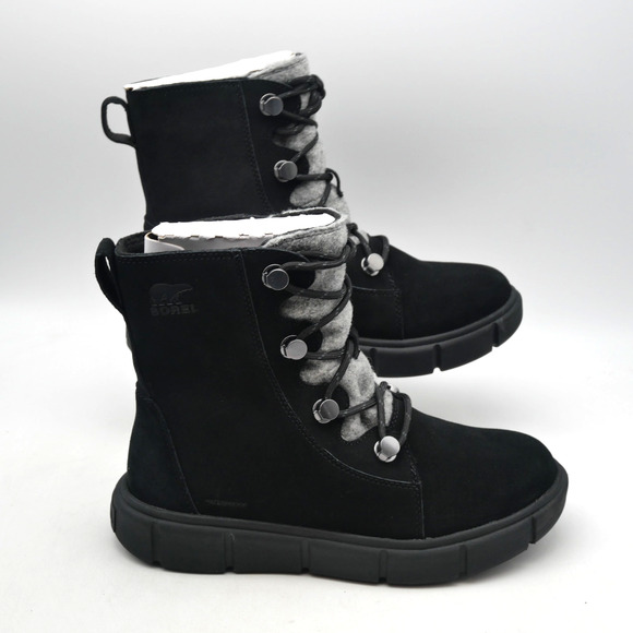 NEW Sorel Explorer III Joan Women's 9 WP Insulated  Boots Black Grey - Picture 7 of 10